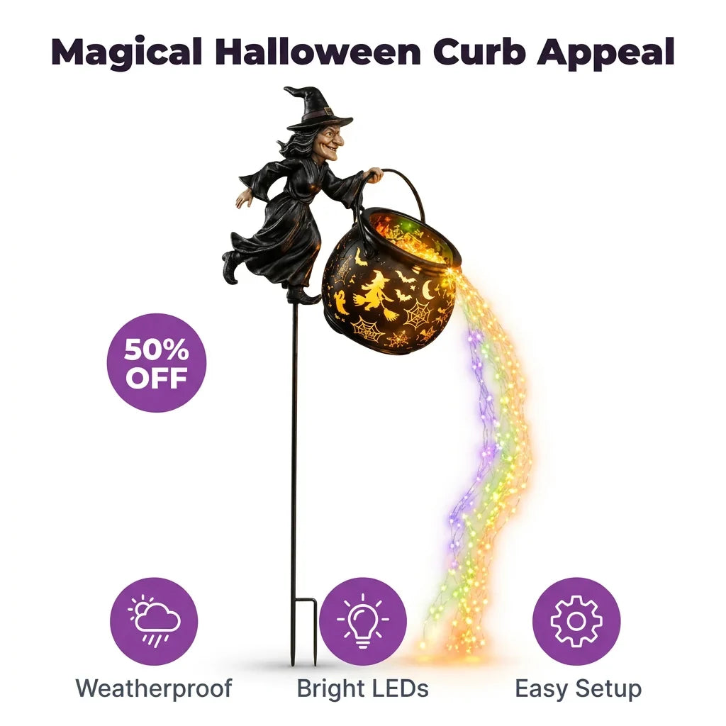 MagicBrew™ - Illuminated Witch Garden Stake with Projection Effects