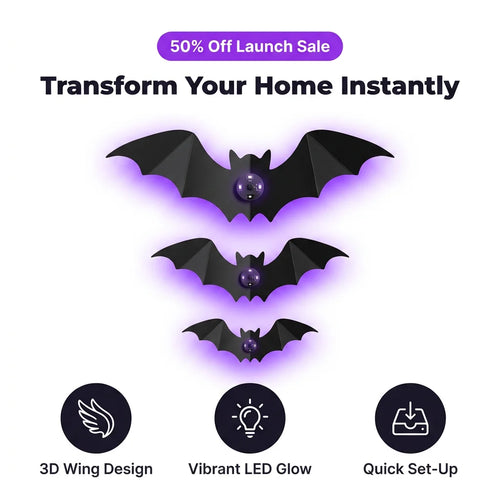 StickBat™ - 12 Glowing LED Halloween Bats
