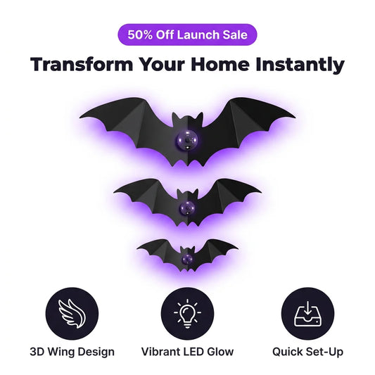 StickBat™ - 12 Glowing LED Halloween Bats