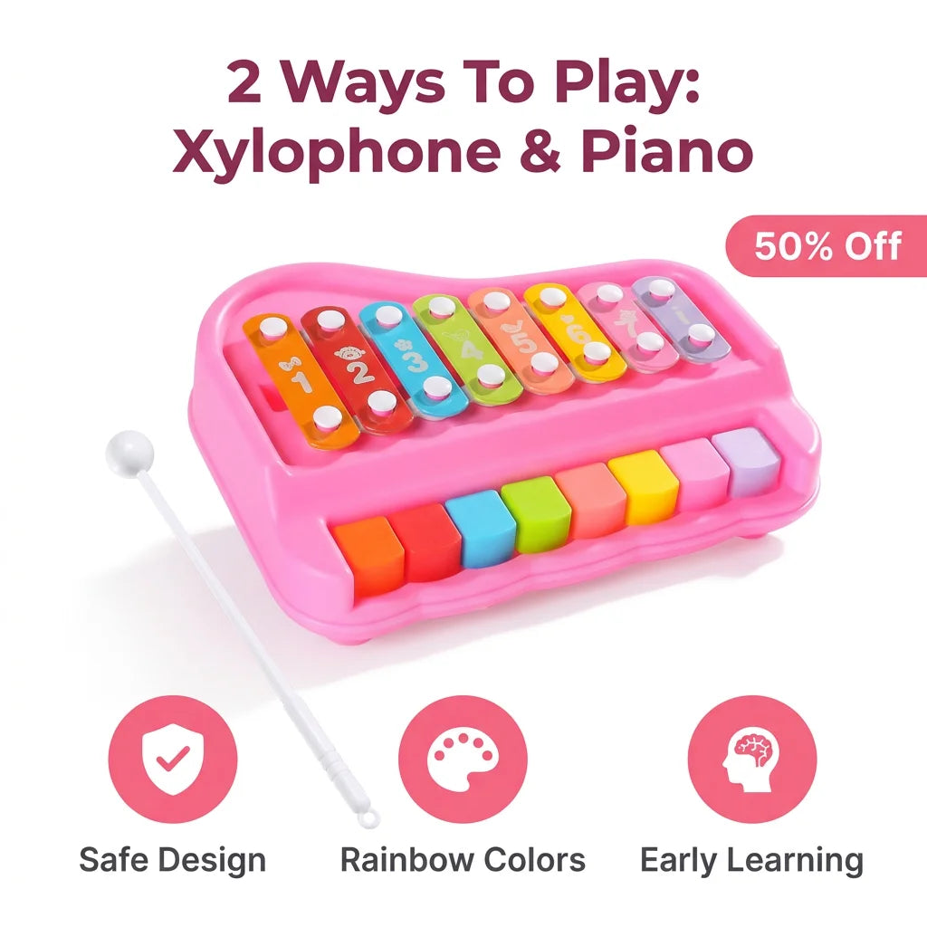 JoyBeat™ - Two-in-One Xylophone and Piano Music Toy