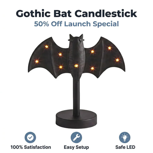 BatGlow™ - Hand-Painted Gothic Tin Candle Holder