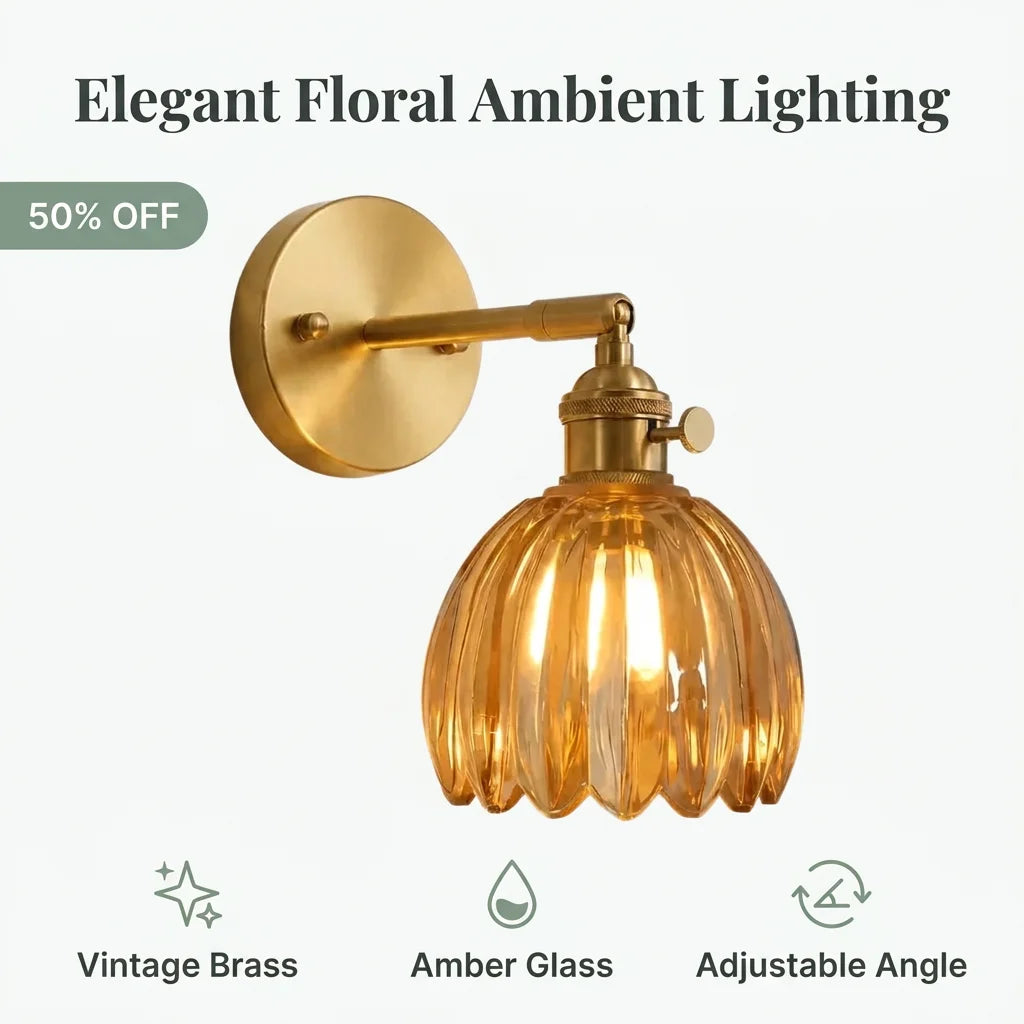 LotusGlow™ - Elegant glass flower wall lamp for ambient lighting