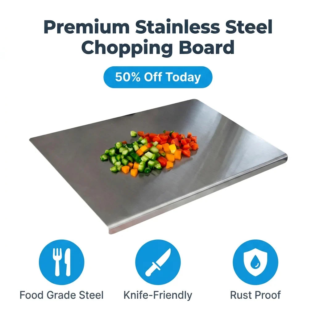 Stainless Steel Chopping Board - Non-Slip Kitchen Board