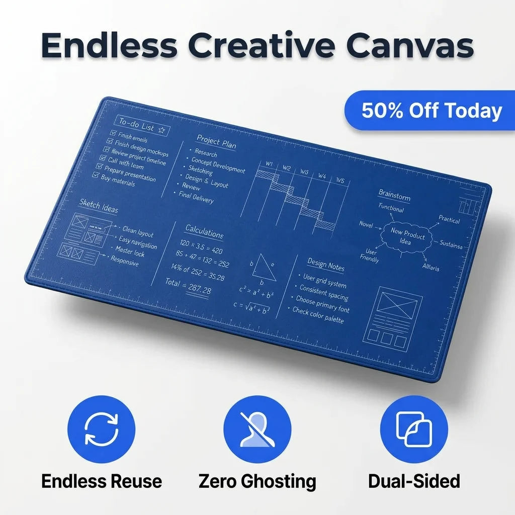 WipeMat™ - Double-Sided Reusable Desk Writing Surface