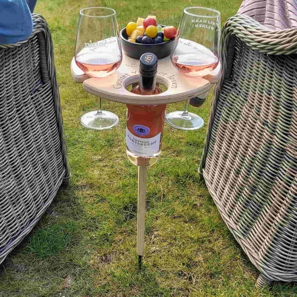 Foldable Wine Picnic Table - Portable Snack Station
