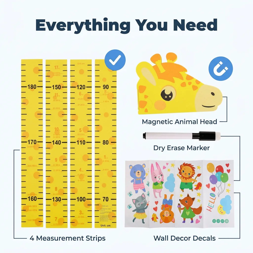TallTrack™ - Magnetic Wall Height Chart with Six Playful Character Designs