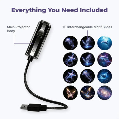 LED star projector with 10 projection slides