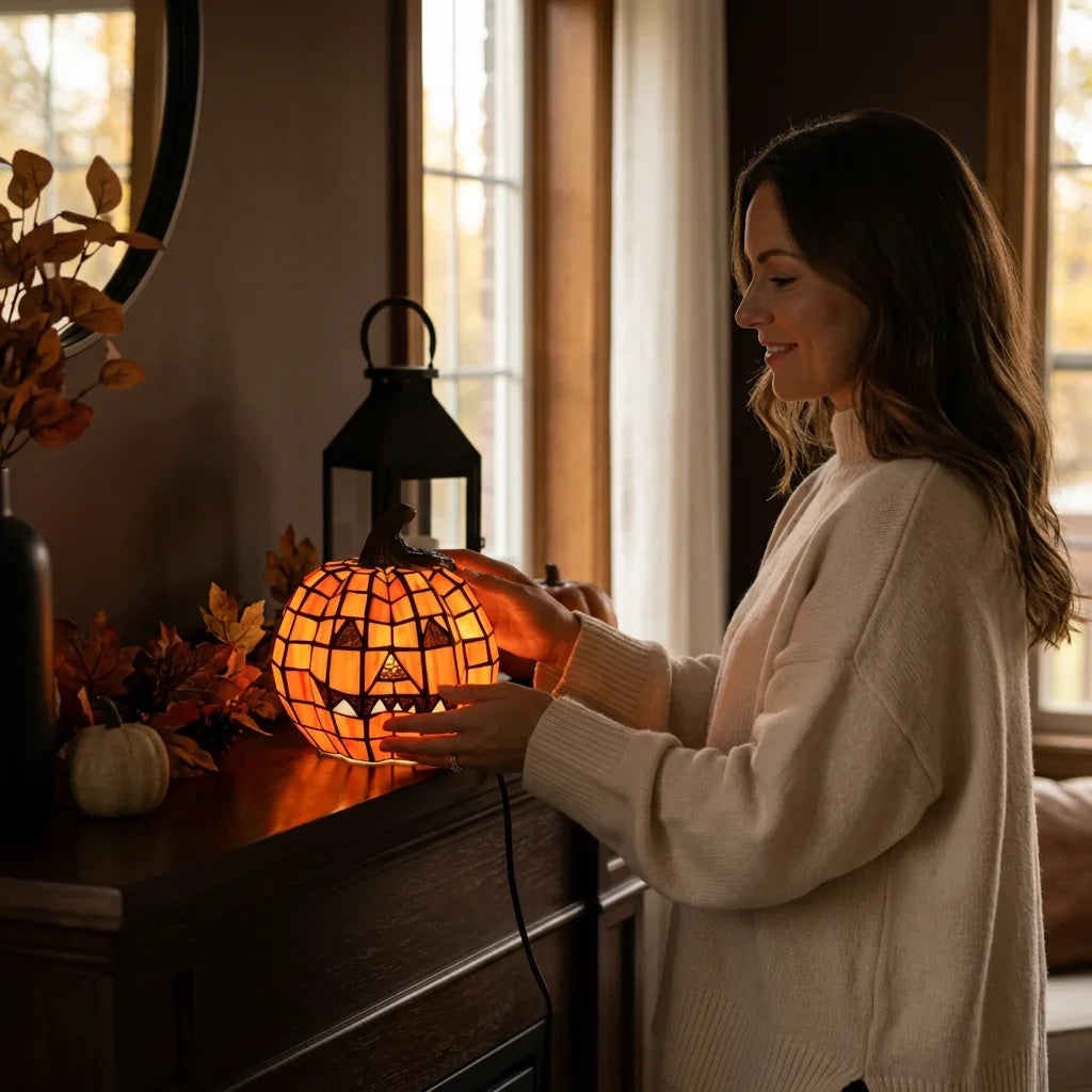 GlassGlow™ - Artisanal Stained Glass Pumpkin
