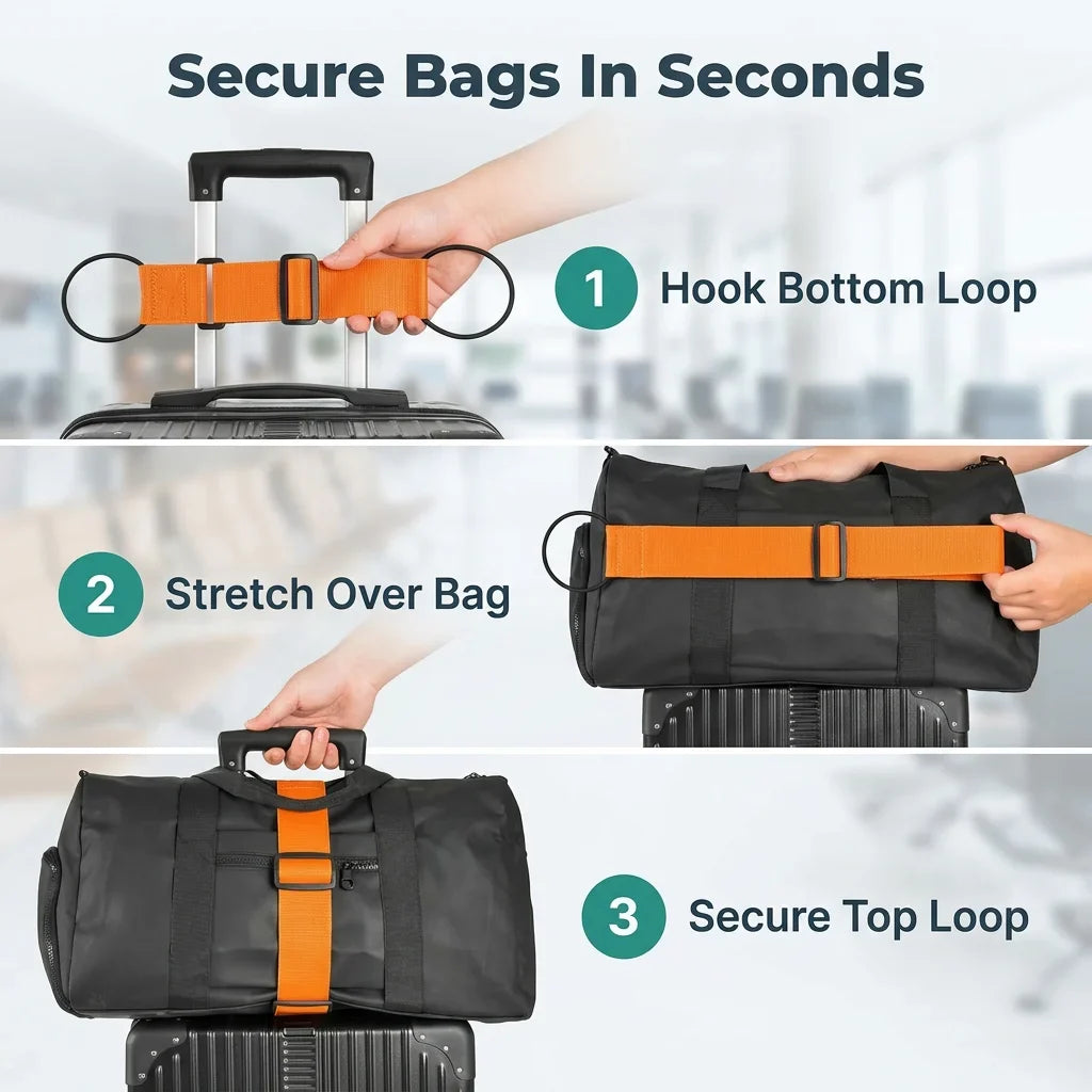 Adjustable Luggage Connector - Hands-Free Luggage Strap