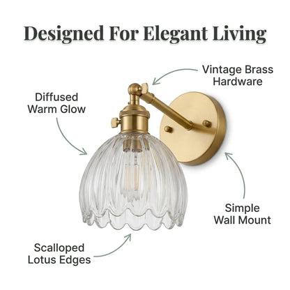LotusGlow™ - Elegant glass flower wall lamp for ambient lighting