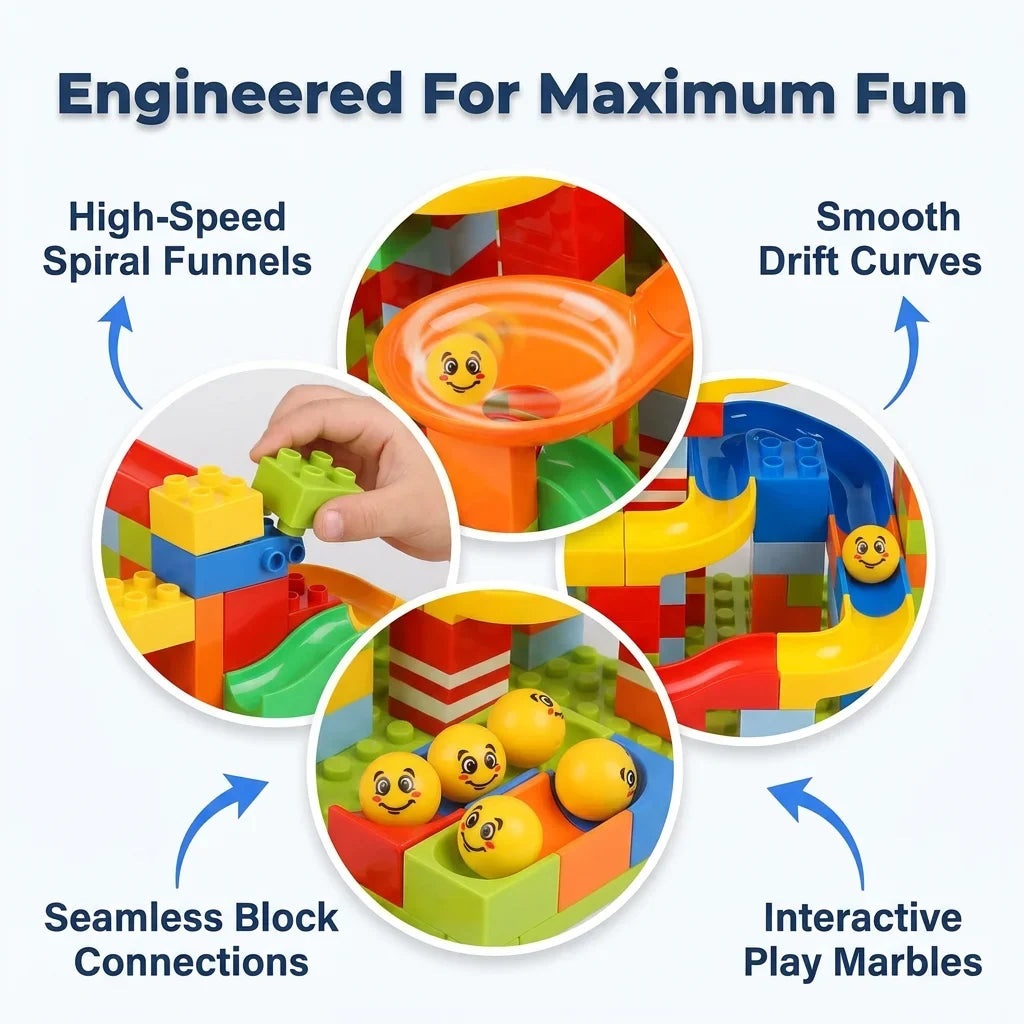 FunBlock™ - Customizable Marble Race Maze Toy, 84-504pc