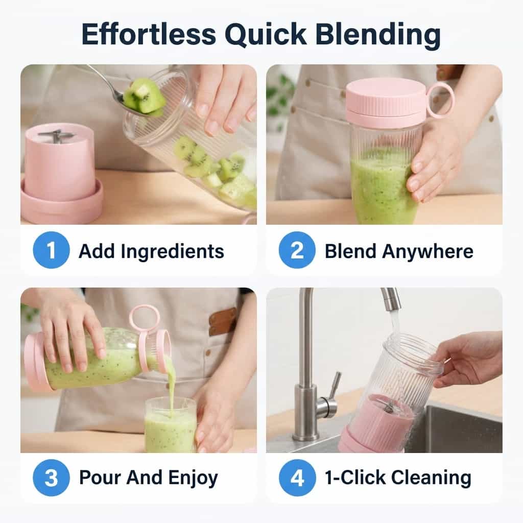 Portable Travel Blender - Blends Ice and Fruit Anywhere