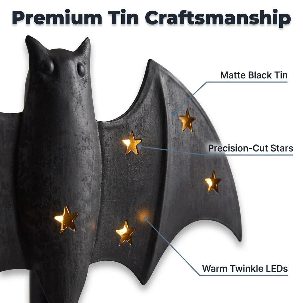 BatGlow™ - Hand-Painted Gothic Tin Candle Holder
