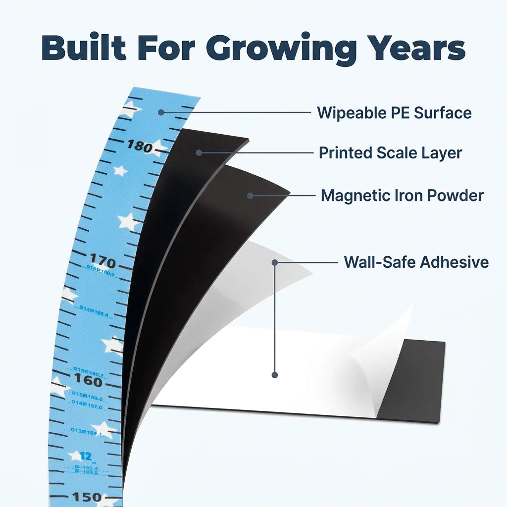 TallTrack™ - Magnetic Wall Height Chart with Six Playful Character Designs