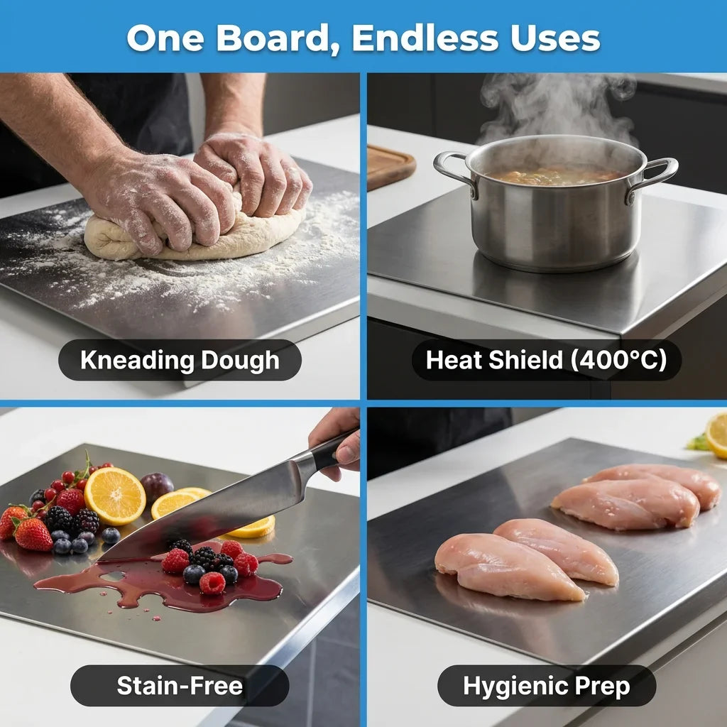 Stainless Steel Chopping Board - Non-Slip Kitchen Board