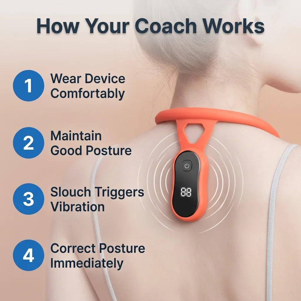 NeckSoothe™ - Smart vibration posture corrector for spinal alignment