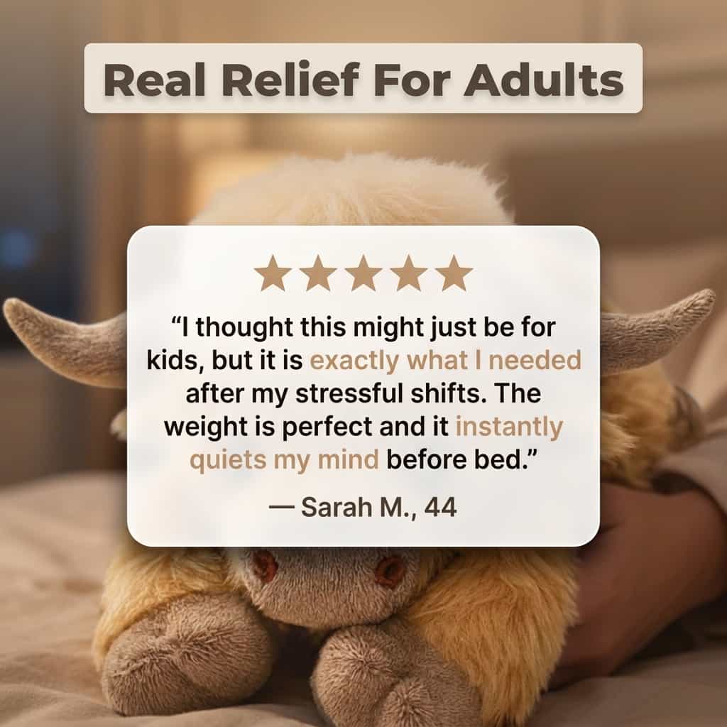 Anti-Stress Highland Cow Plush – Calming Sleep Companion