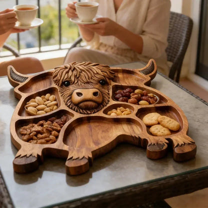 NeatTray™ - Hand-Carved Highland Cow Serving Board