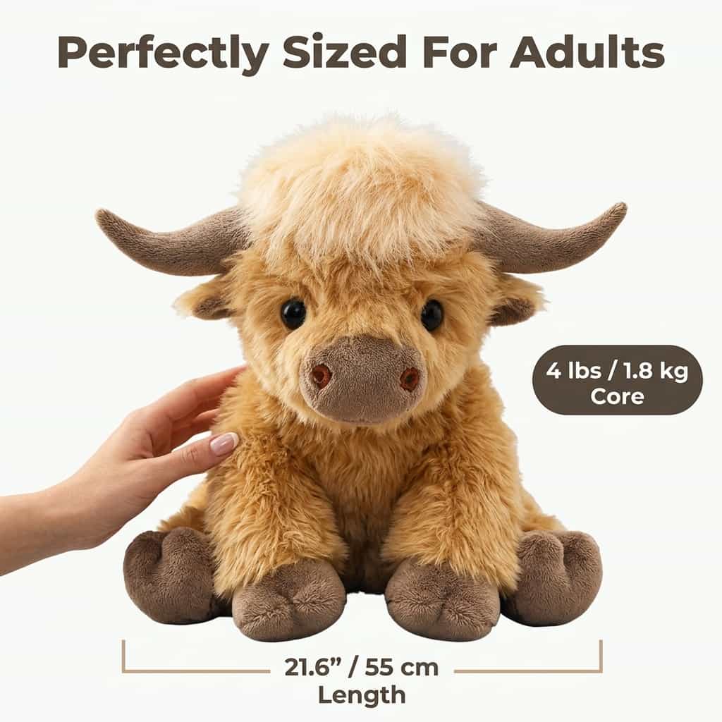 Anti-Stress Highland Cow Plush – Calming Sleep Companion