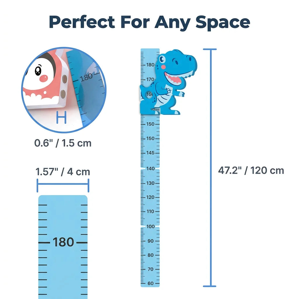 TallTrack™ - Magnetic Wall Height Chart with Six Playful Character Designs