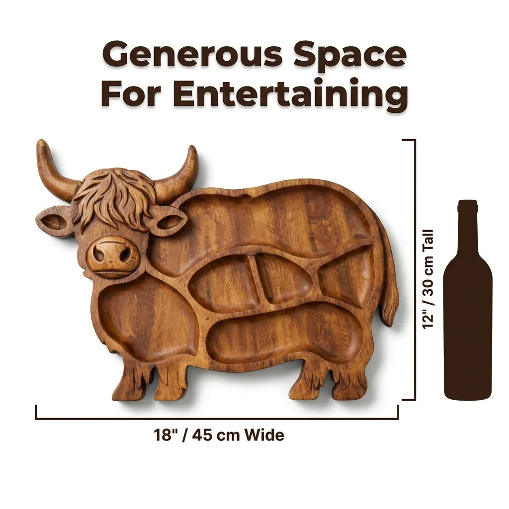 NeatTray™ - Hand-Carved Highland Cow Serving Board