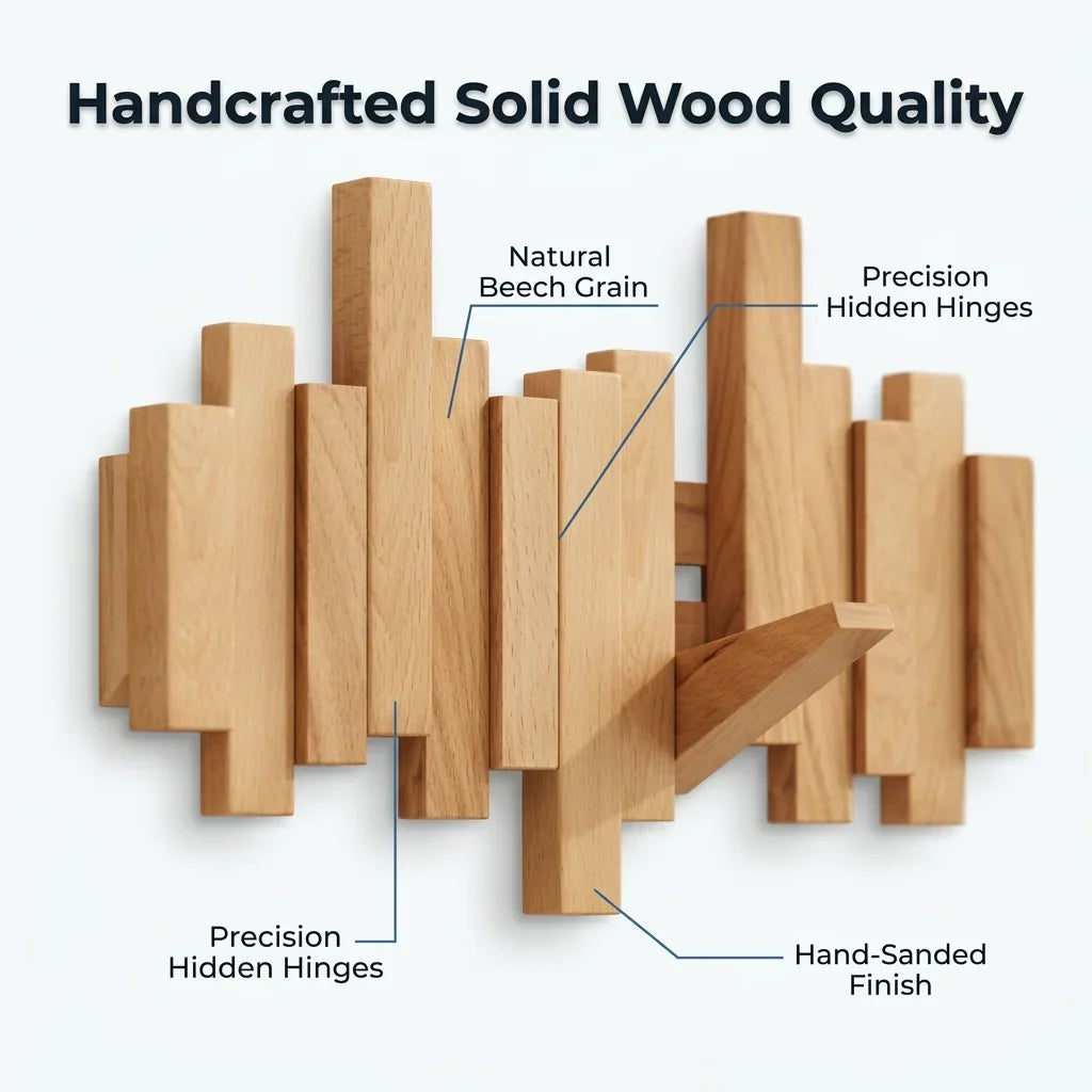 PianoHook™ - Handcrafted Wood Piano-Key Wall Rack