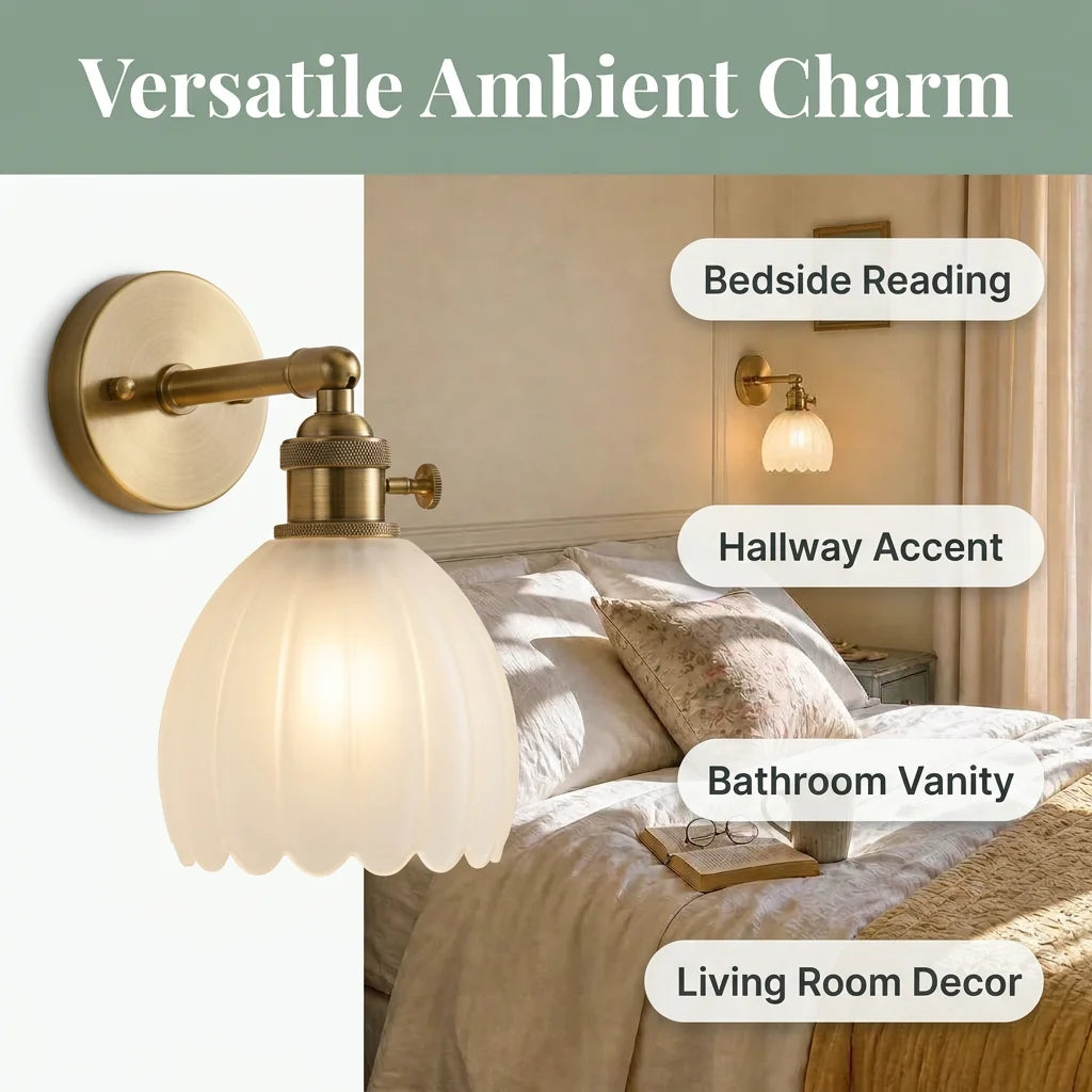 LotusGlow™ - Elegant glass flower wall lamp for ambient lighting