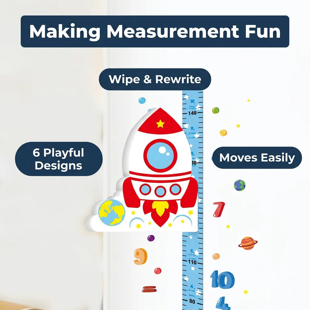 TallTrack™ - Magnetic Wall Height Chart with Six Playful Character Designs
