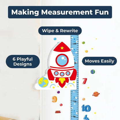 TallTrack™ - Magnetic Wall Height Chart with Six Playful Character Designs