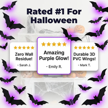 StickBat™ - 12 Glowing LED Halloween Bats