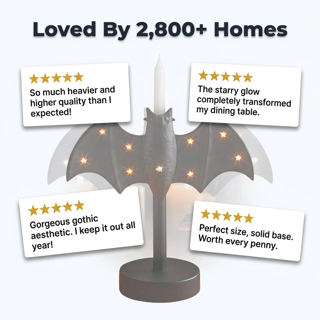 BatGlow™ - Hand-Painted Gothic Tin Candle Holder