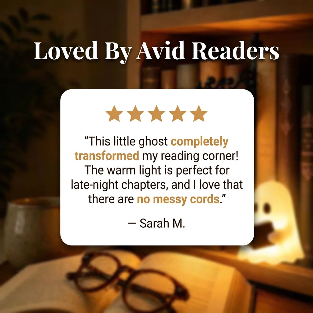 GhostGlow™ - Whimsical Shelf Lantern with No-Drill Bookend