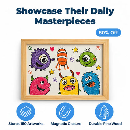 FrameMax™ - Durable Pine Wood A4 Art Frame with Magnetic Closure