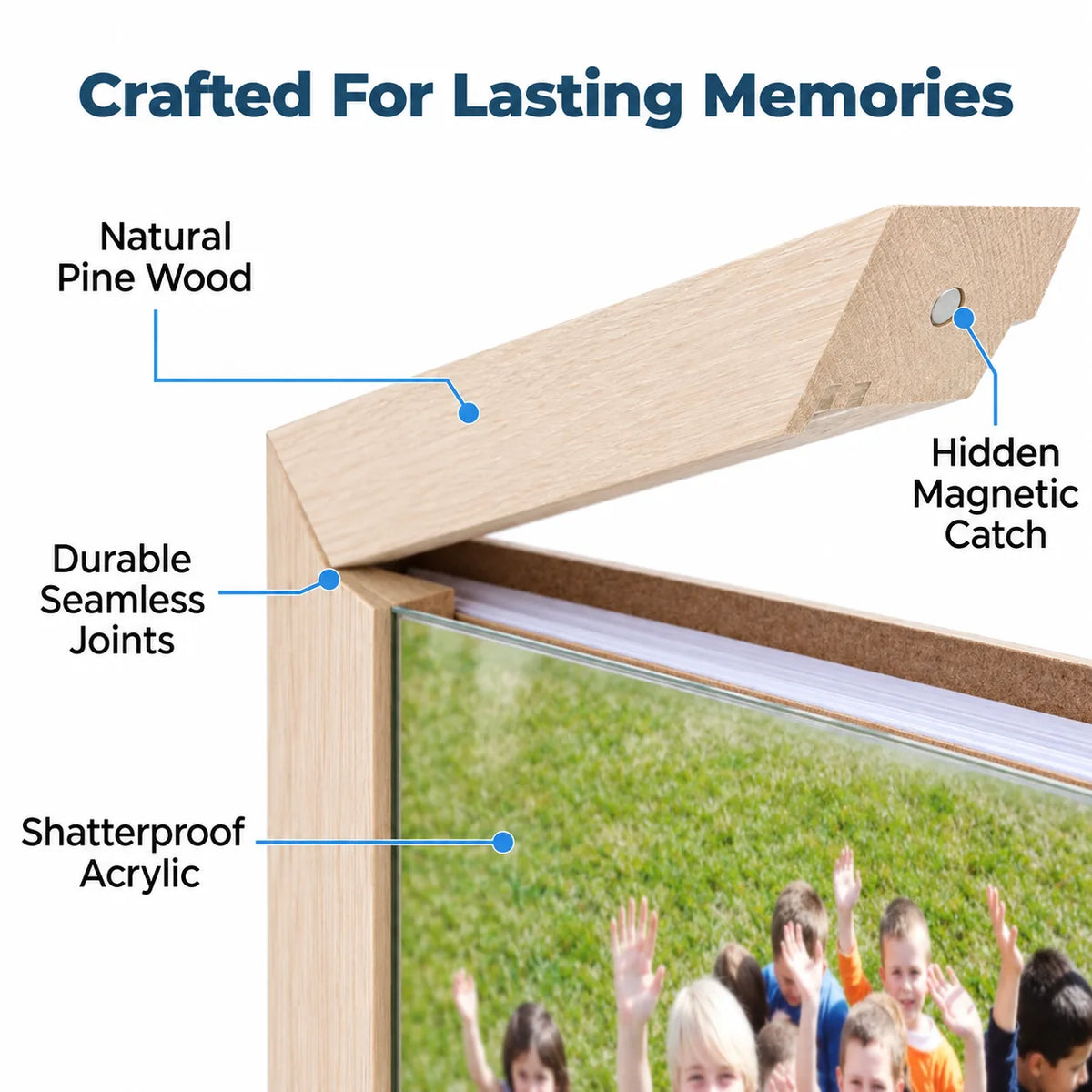FrameMax™ - Durable Pine Wood A4 Art Frame with Magnetic Closure
