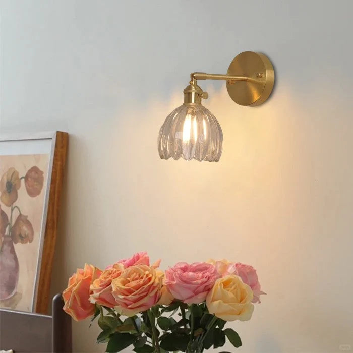 LotusGlow™ - Elegant glass flower wall lamp for ambient lighting