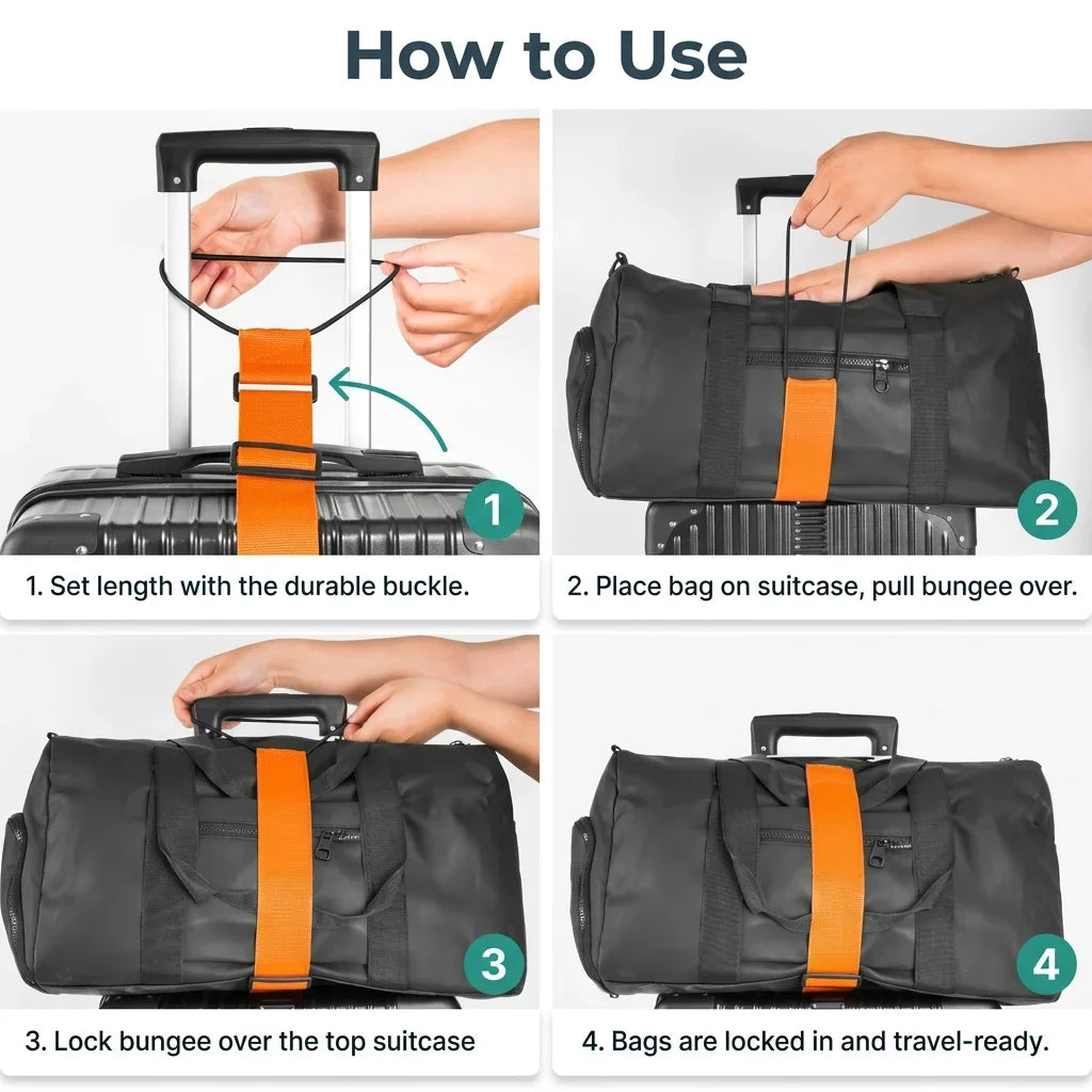 Adjustable Luggage Connector - Hands-Free Luggage Strap