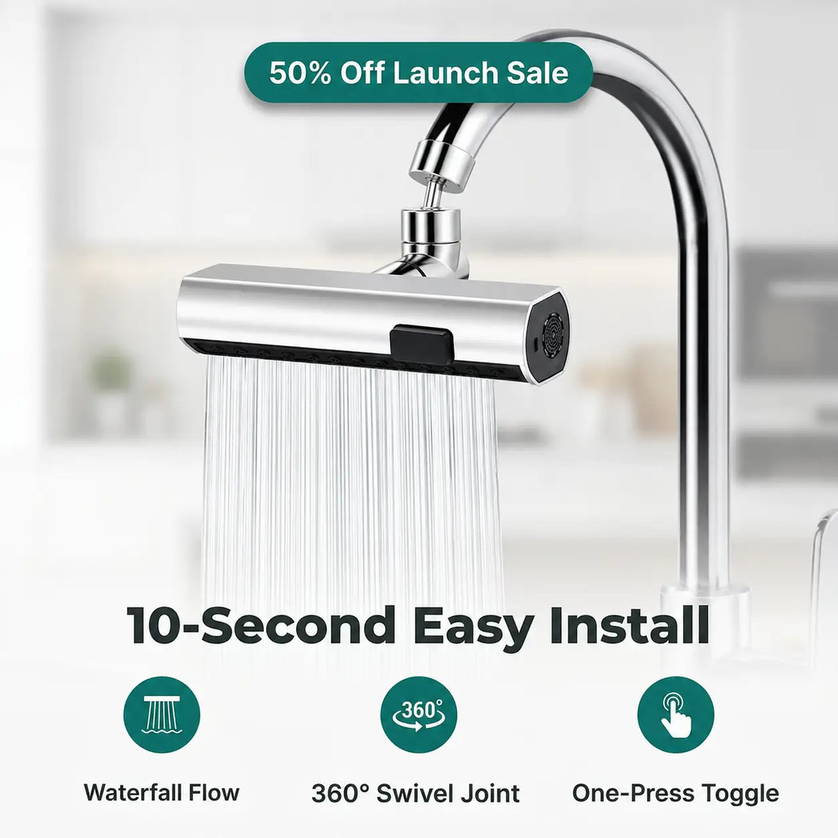 SmartFlow™ - Anti-Splash Waterfall Kitchen Faucet