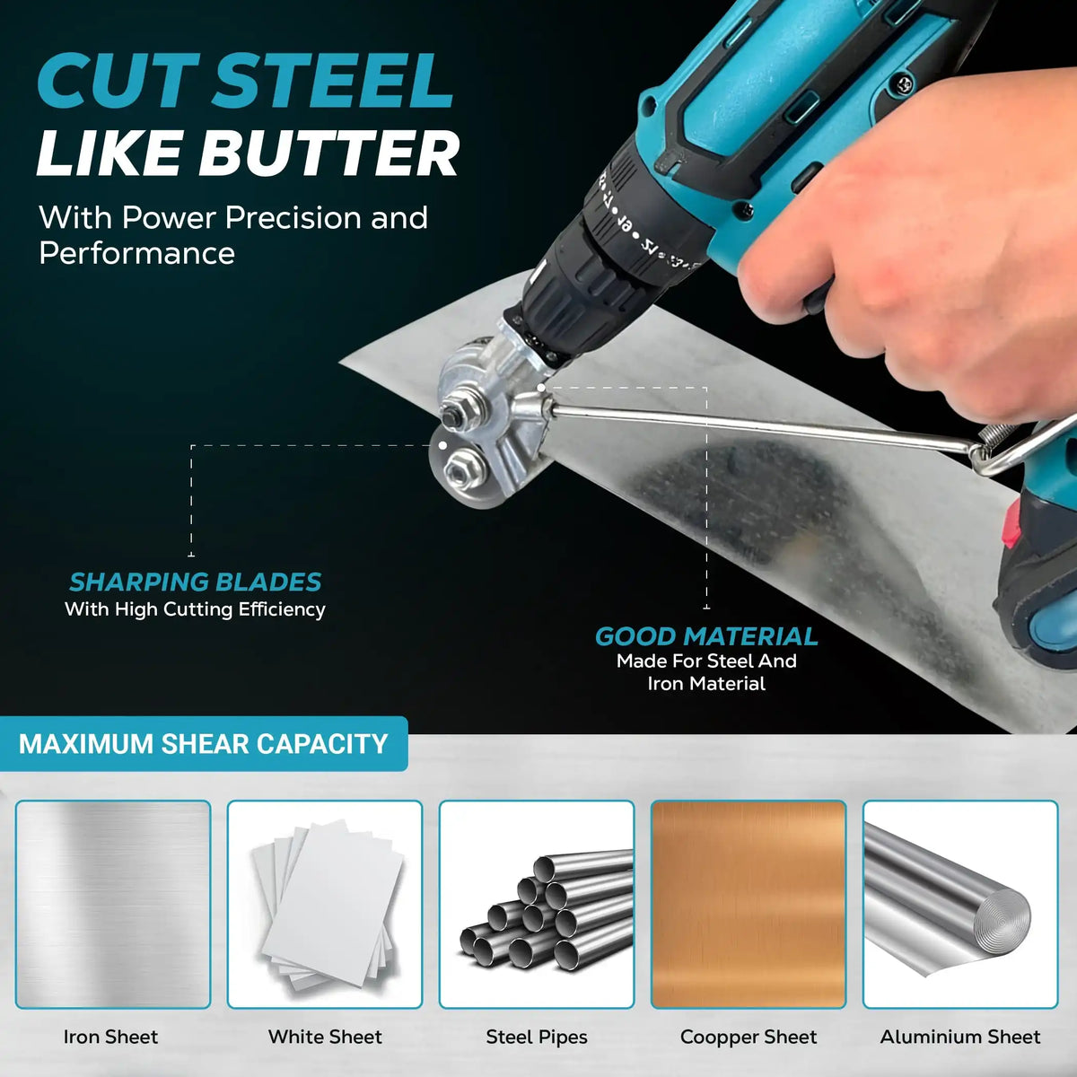 PowerCut™ - Electric Drill Metal Cutter Attachment