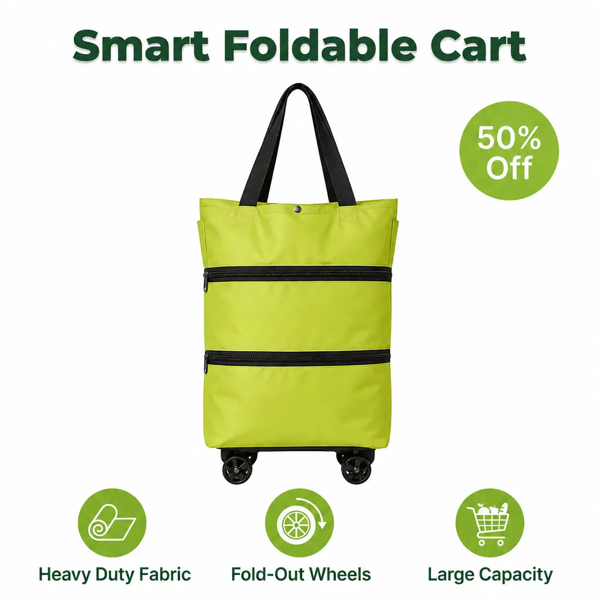 SmartCart™ - Foldable 2-in-1 Rolling Grocery Bag