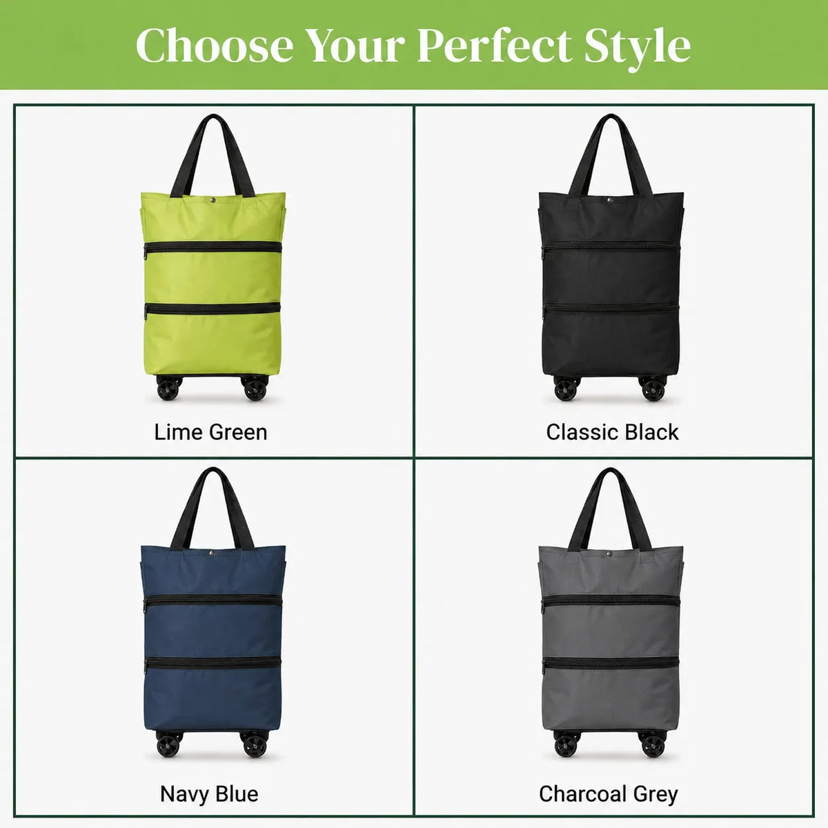 SmartCart™ - Foldable 2-in-1 Rolling Grocery Bag